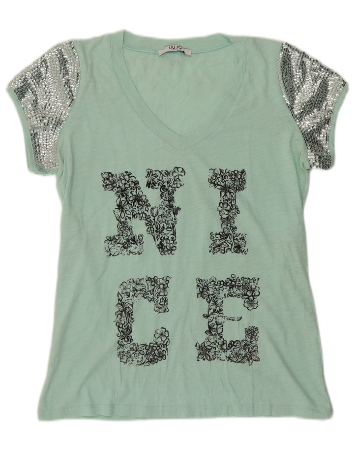 Maglietta grafica da donna Liu Jo Top UK 12 Verde medio moderno