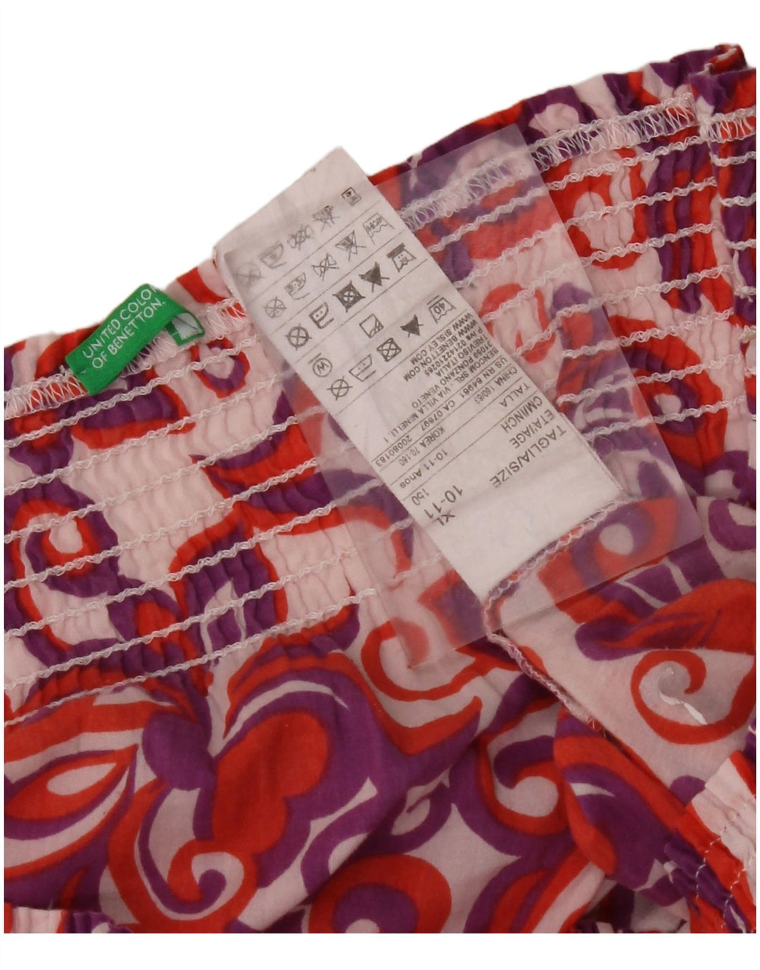 Top BENETTON con spalle scoperte per bambina 10-11 anni XL in cotone floreale multicolore