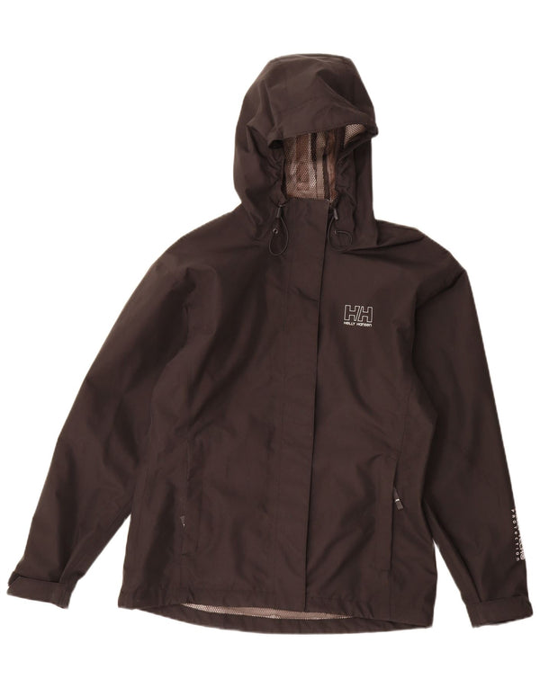 Giacca antipioggia con cappuccio da donna Helly Hansen UK 14 poliestere nero medio