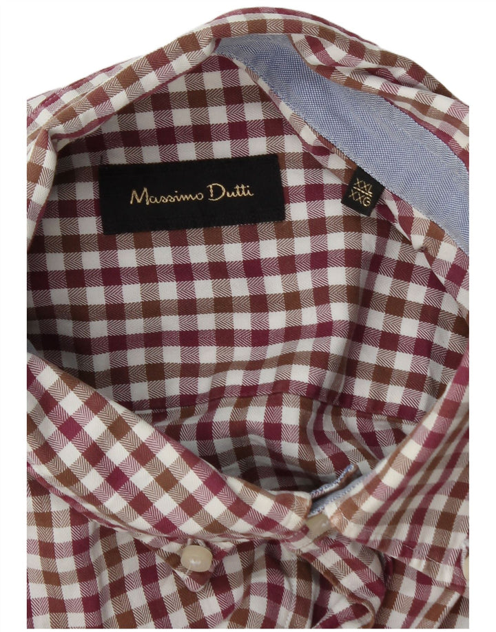 Camicia da uomo in flanella di Massimo Dutti 2XL a quadretti bordeaux