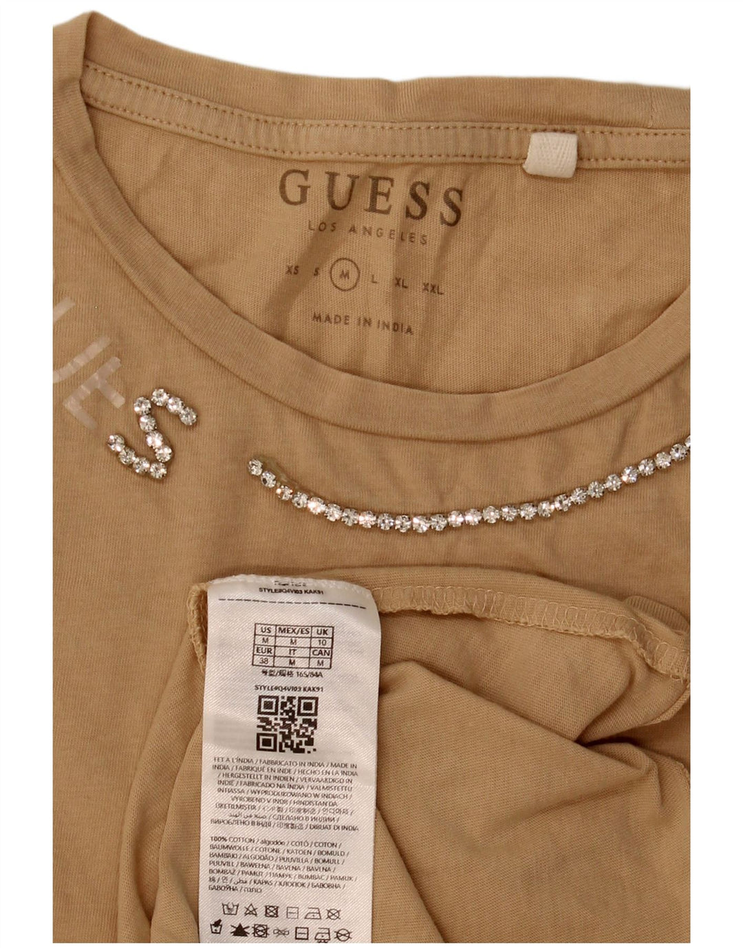 T-shirt da donna Guess Top UK 12 cotone beige medio