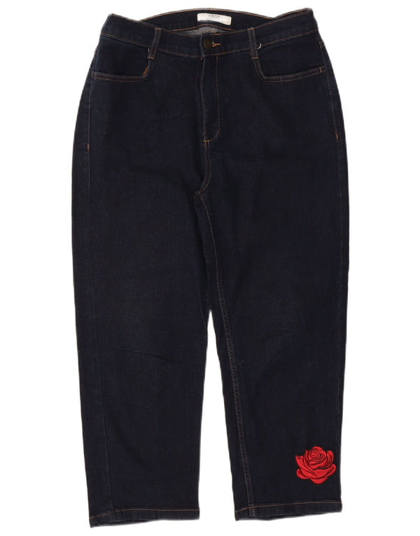 Jeans cropped grafici da donna Marks & Spencer UK 14 Large W32 L22 Blu navy