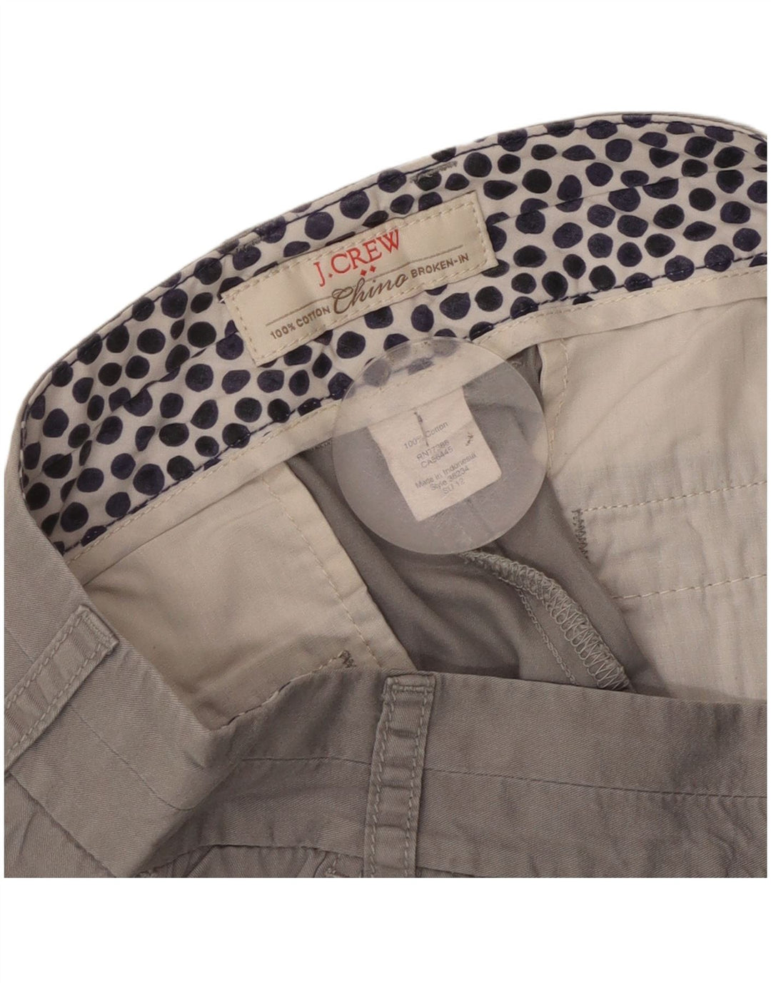 Pantaloncini chino da donna J. Crew W30 cotone grigio medio