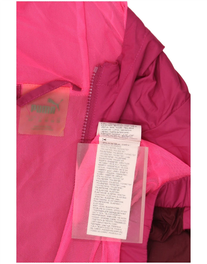 Giacca antipioggia oversize con cappuccio PUMA da donna UK 10 Small Pink Colourblock
