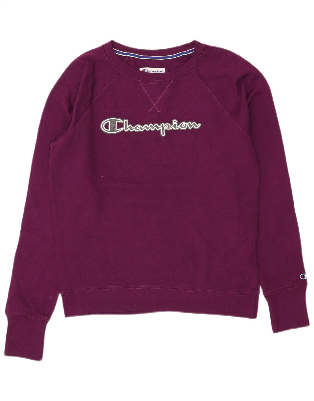 Felpa oversize con grafica da donna Champion, maglione UK 10 piccolo viola