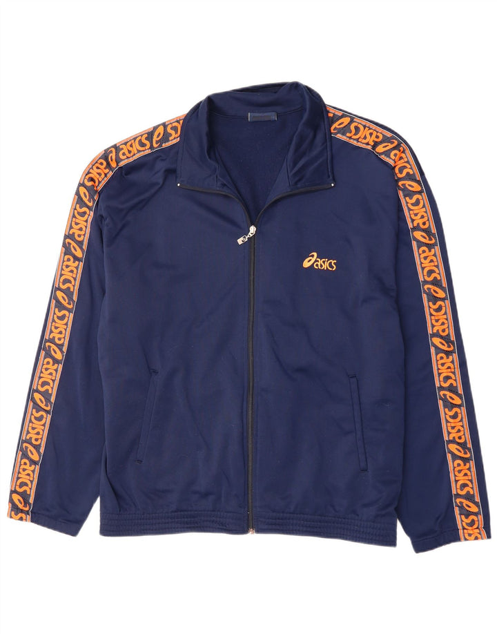 Giacca da ginnastica grafica da uomo Asics XL in poliestere blu navy