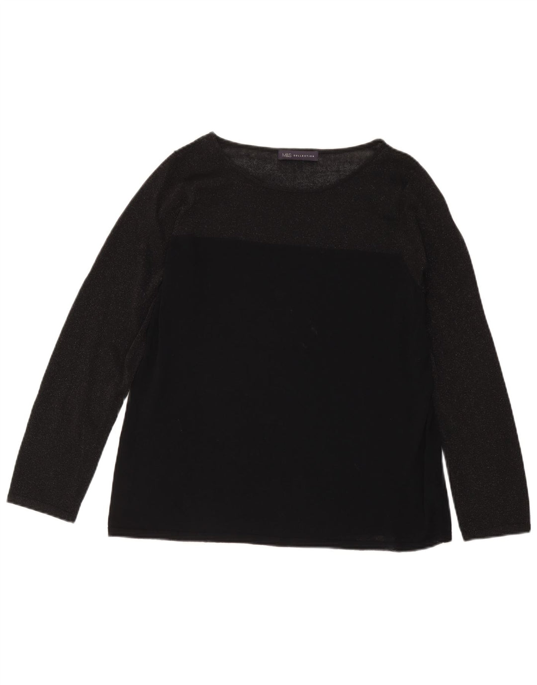 Top manica lunga da donna Marks & Spencer UK 18 XL viscosa nera