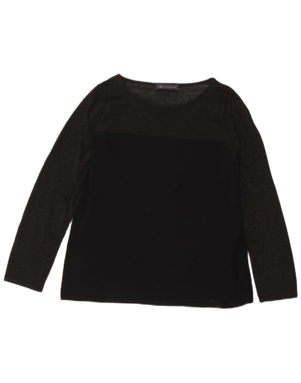 Top manica lunga da donna Marks & Spencer UK 18 XL viscosa nera