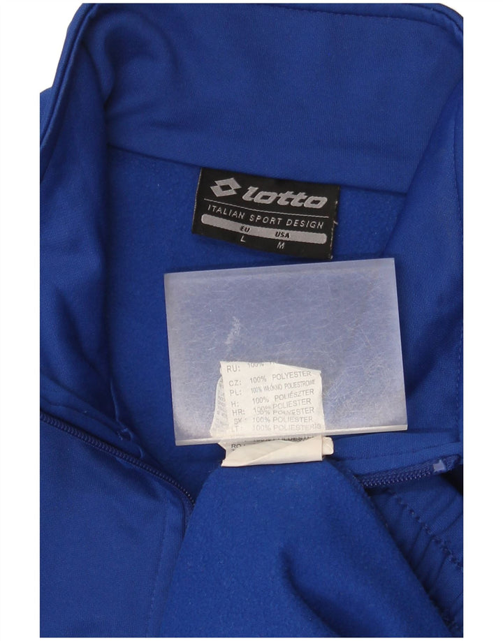 Felpa da uomo con collo grafico con zip Lotto Maglione blu medio in poliestere