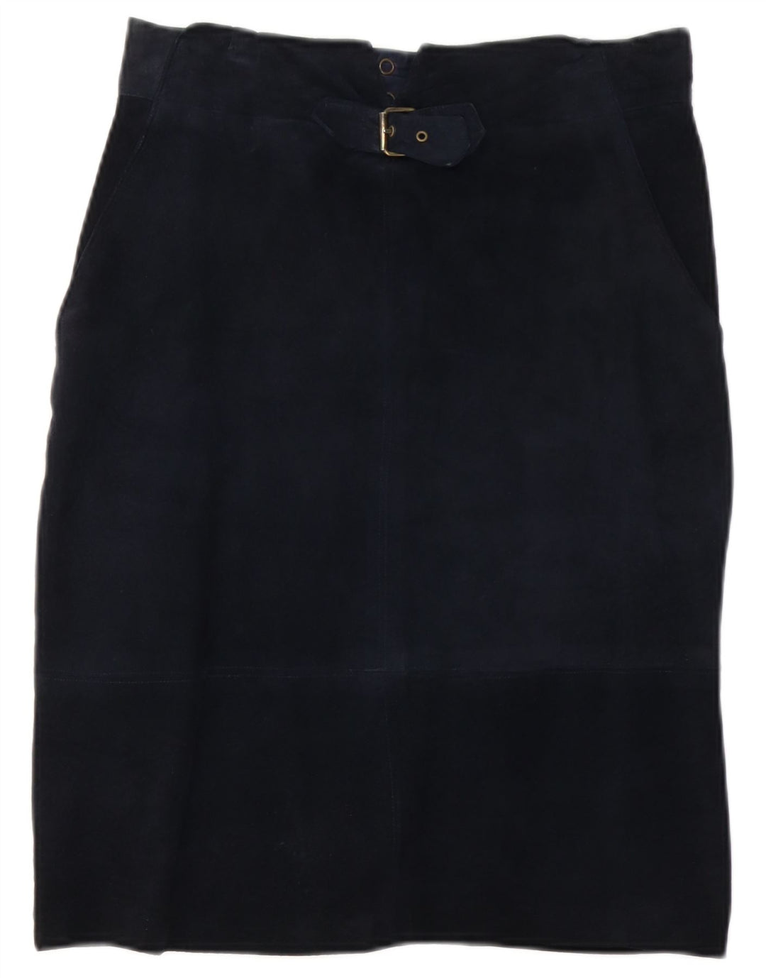 Gonna dritta vintage da donna in pelle scamosciata W30 blu navy medio