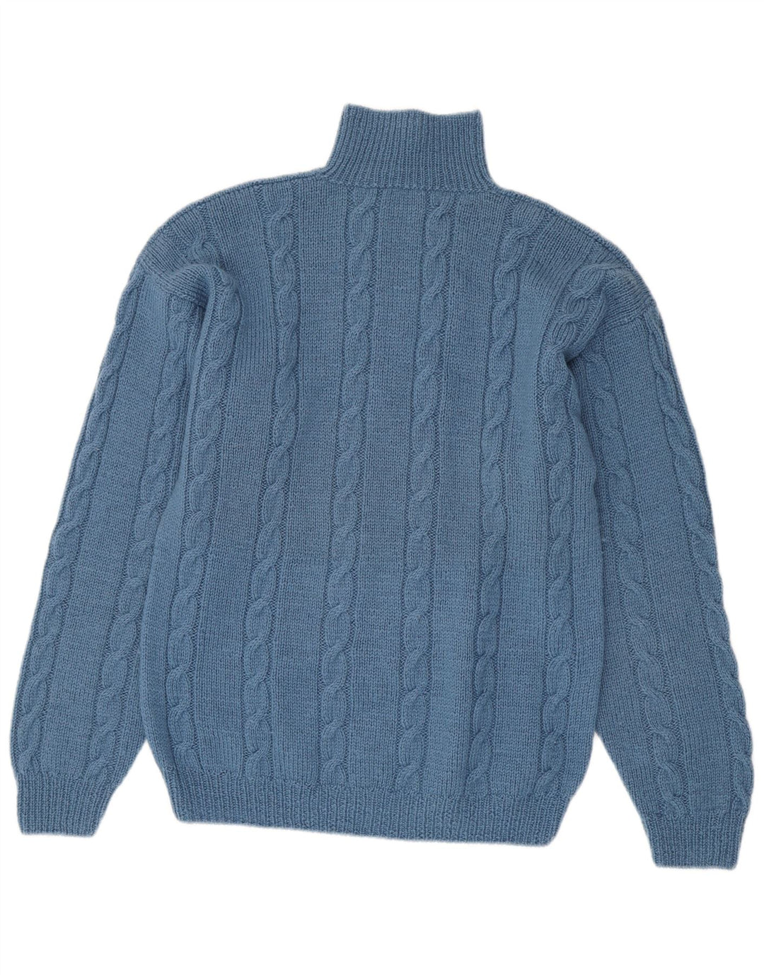 Maglione maglione vintage da uomo con collo dolcevita blu medio