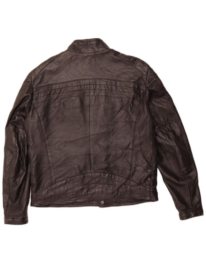 Giacca da pilota in pelle da uomo VINTAGE IT 54 2XL Pelle nera