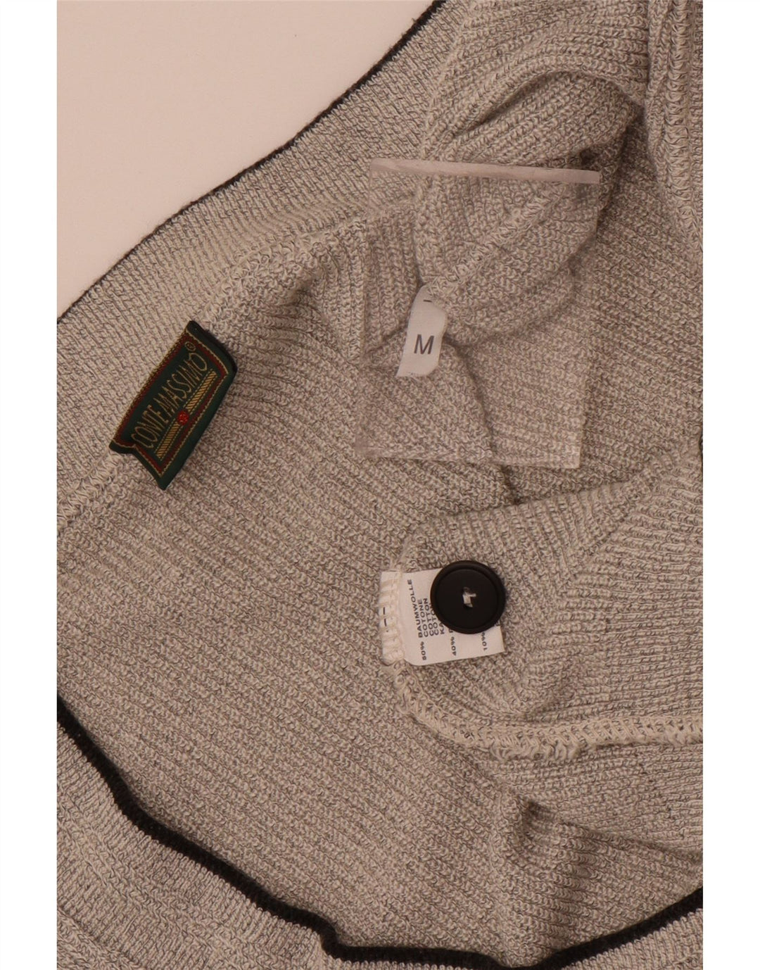 Maglione cardigan senza maniche da uomo Conte Massimo in cotone grigio medio