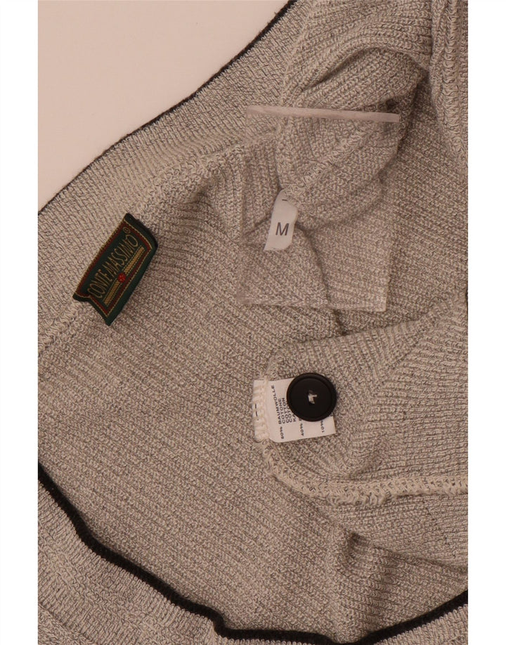 Maglione cardigan senza maniche da uomo Conte Massimo in cotone grigio medio
