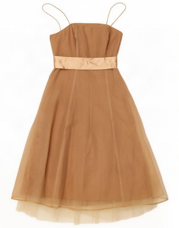 Debenhams Womens Sleeveless A-Line Dress UK 10 Small Brown Nylon