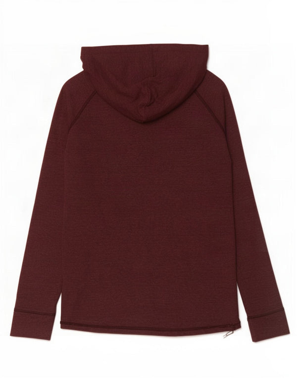 Adidas Maglia a maniche lunghe con cappuccio da donna UK 10 Small Poliestere screziato bordeaux