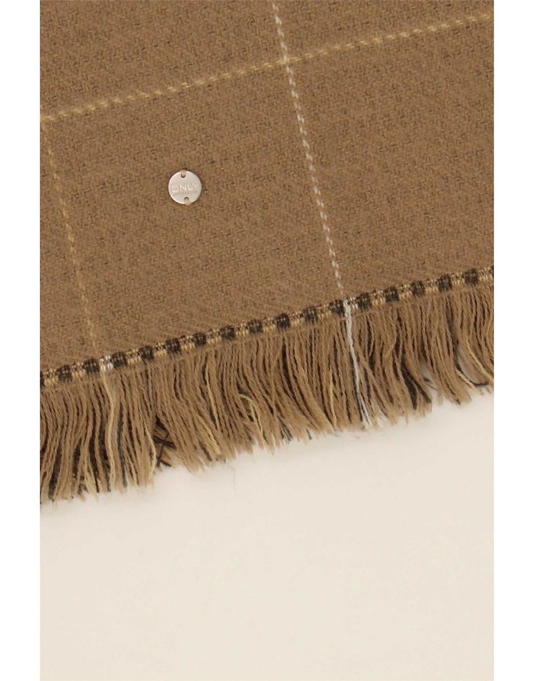 Cappotto a mantella reversibile da donna, taglia unica, a quadri beige