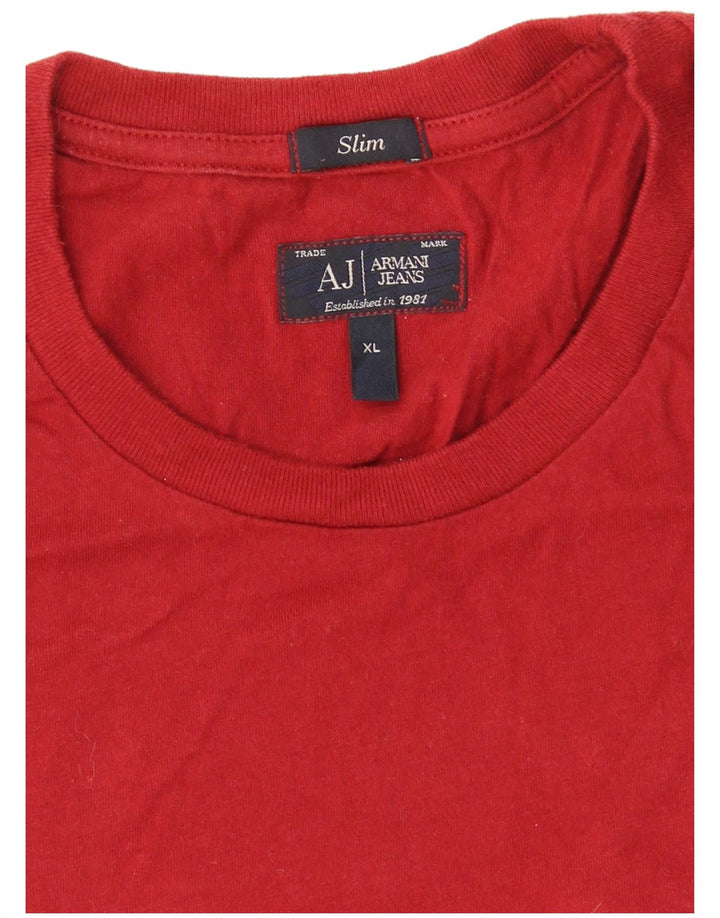 Armani Jeans Top grafico da uomo slim manica lunga XL rosso