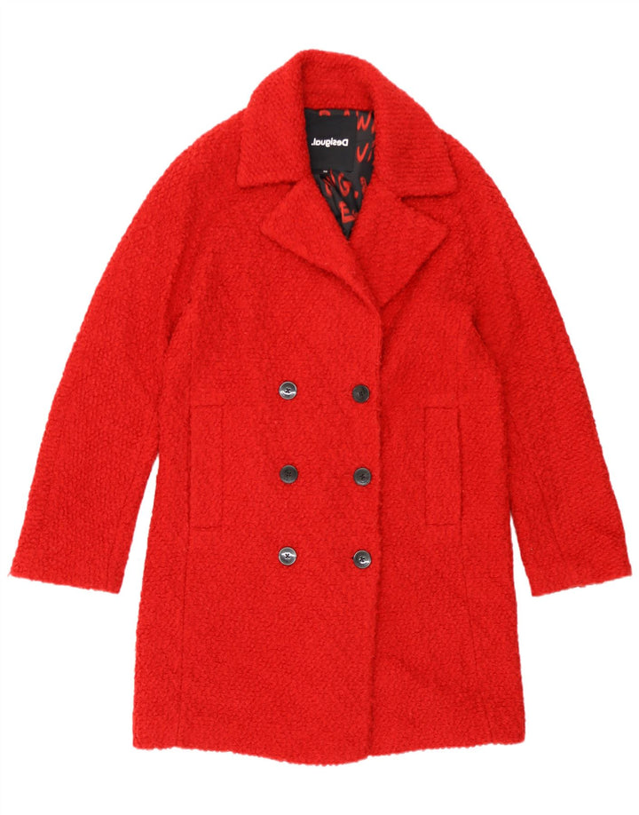 Desigual Cappotto doppiopetto oversize da donna UK 6 XS Rosso poliestere