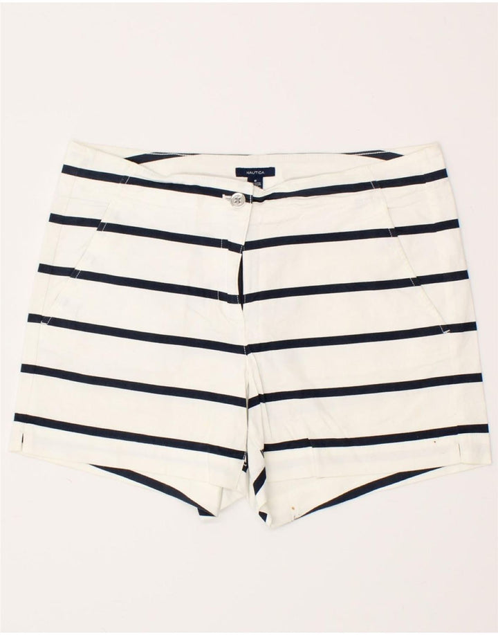 NAUTICA Womens Hot Pants US 8 Medium W30  White Striped Cotton Vintage Nautica and Second-Hand Nautica from Messina Hembry 