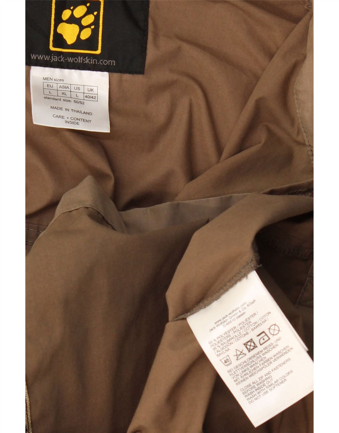 JACK WOLFSKIN Giacca utilitaria da uomo con cappuccio UK 40/42 Large Marrone Poliestere