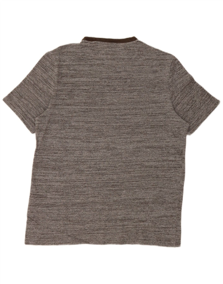 LYLE & SCOTT Mens Relaxed Fit T-Shirt Top Medium Grey Pinstripe Cotton