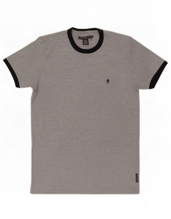 T-shirt da uomo French Connection Top in cotone chiazzato grigio medio