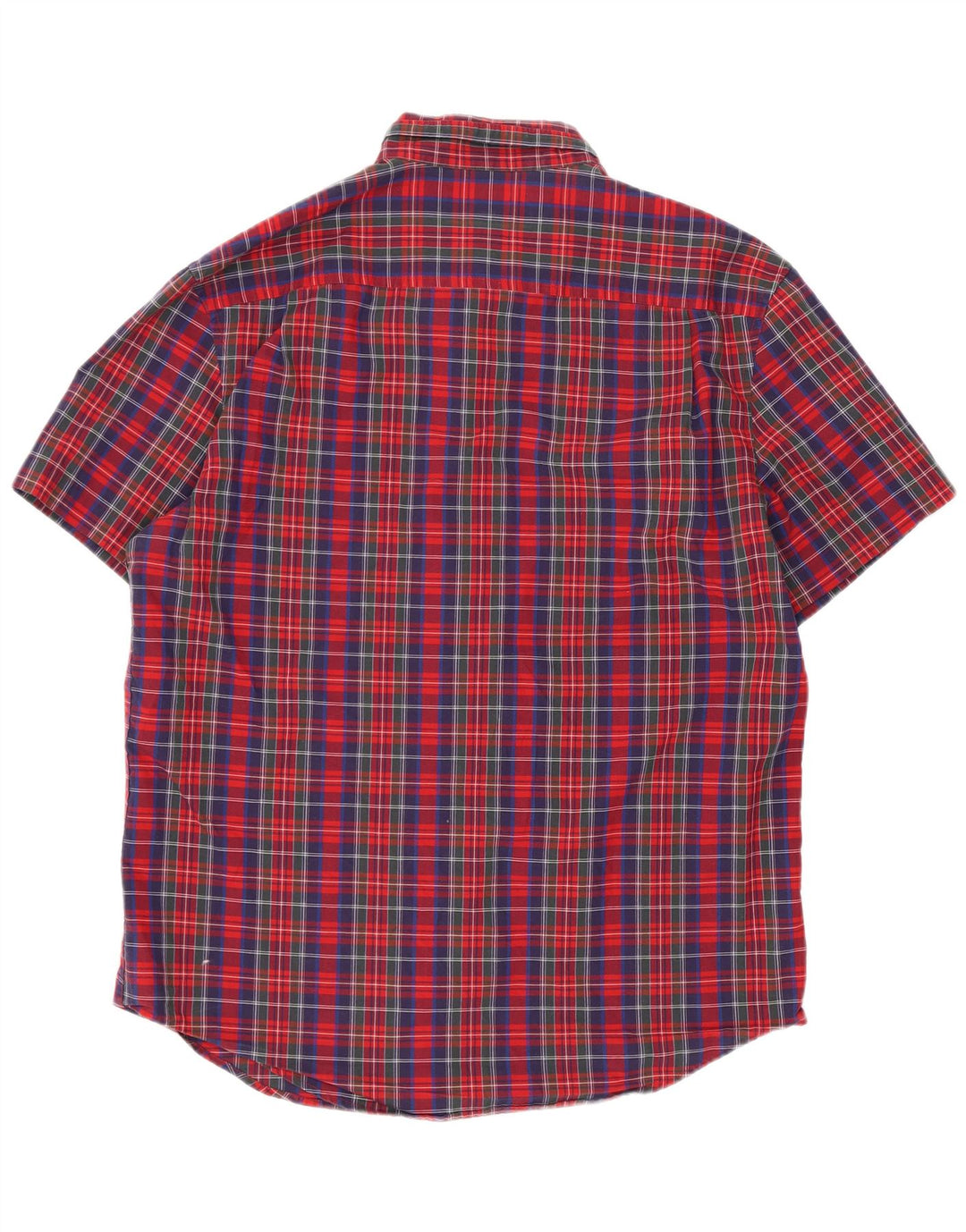 Camicia a maniche corte da uomo Penguin in cotone a quadri rossi medi
