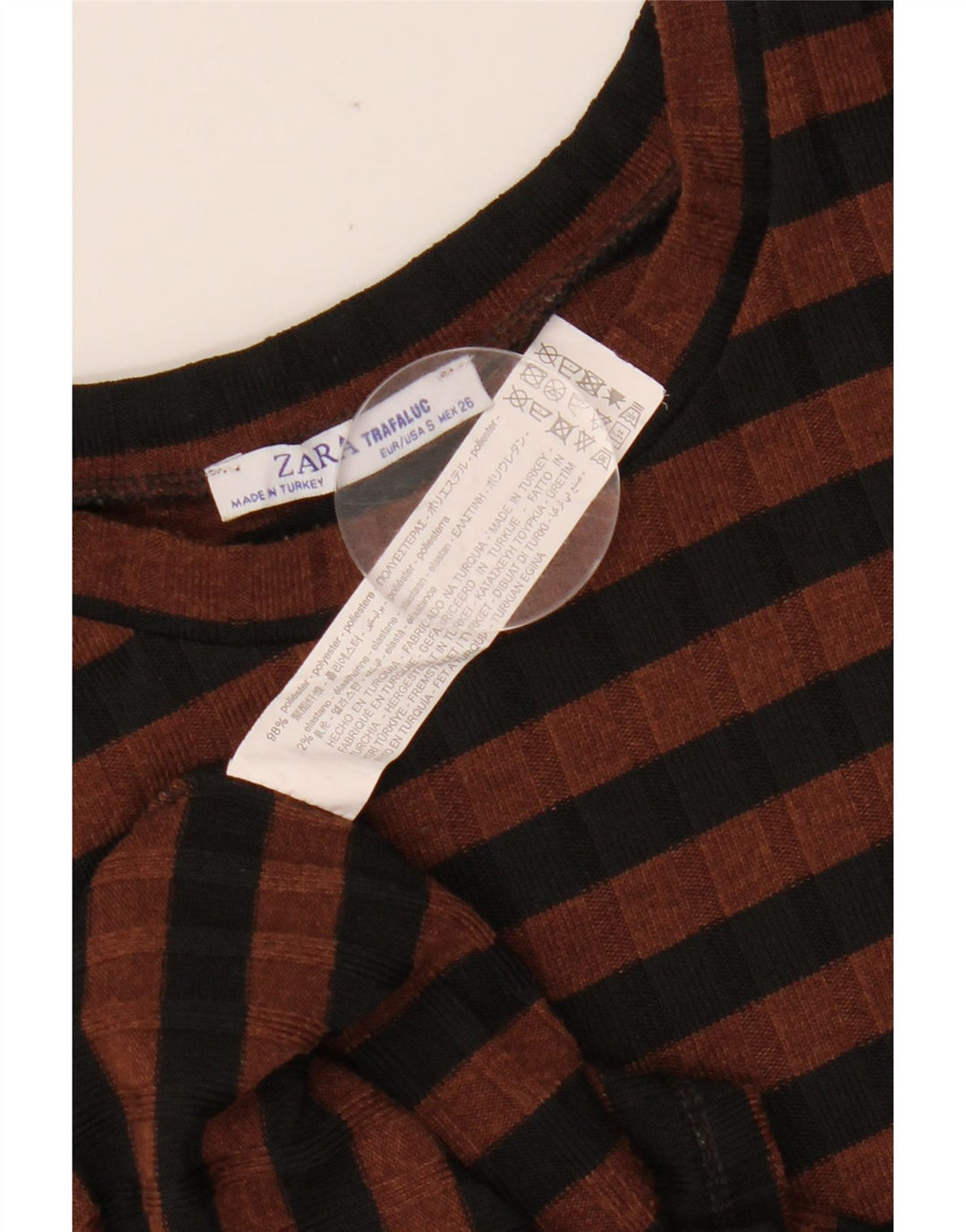 Vestito Aderente con Maniche a 3/4 ZARA da Donna UK 10 Piccolo Poliestere a Righe Marrone