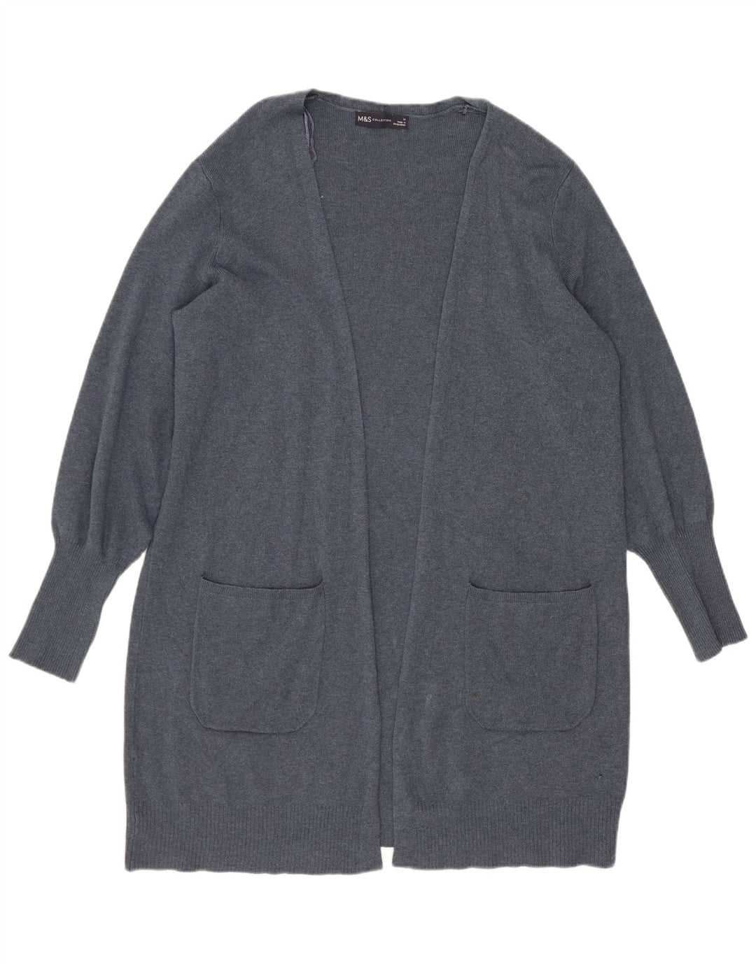 Maglione cardigan aperto lungo da donna Marks & Spencer UK 14 grande blu