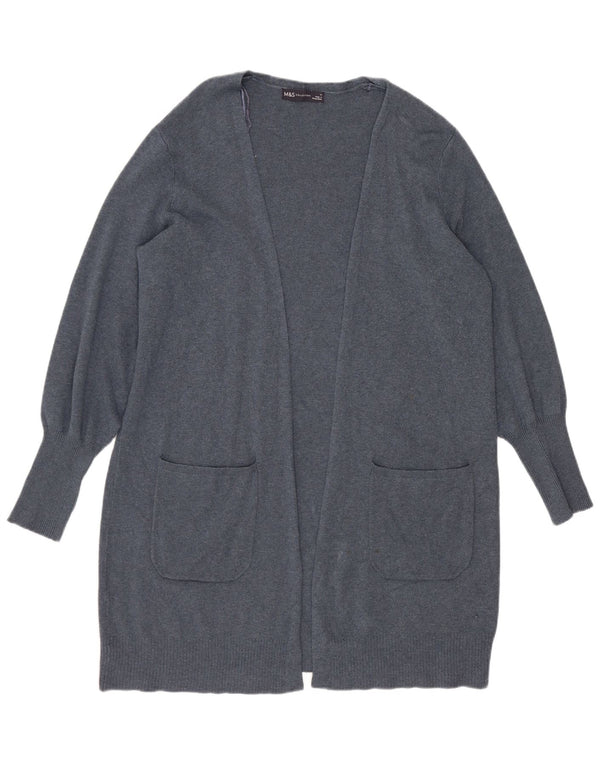 Maglione cardigan aperto lungo da donna Marks & Spencer UK 14 grande blu