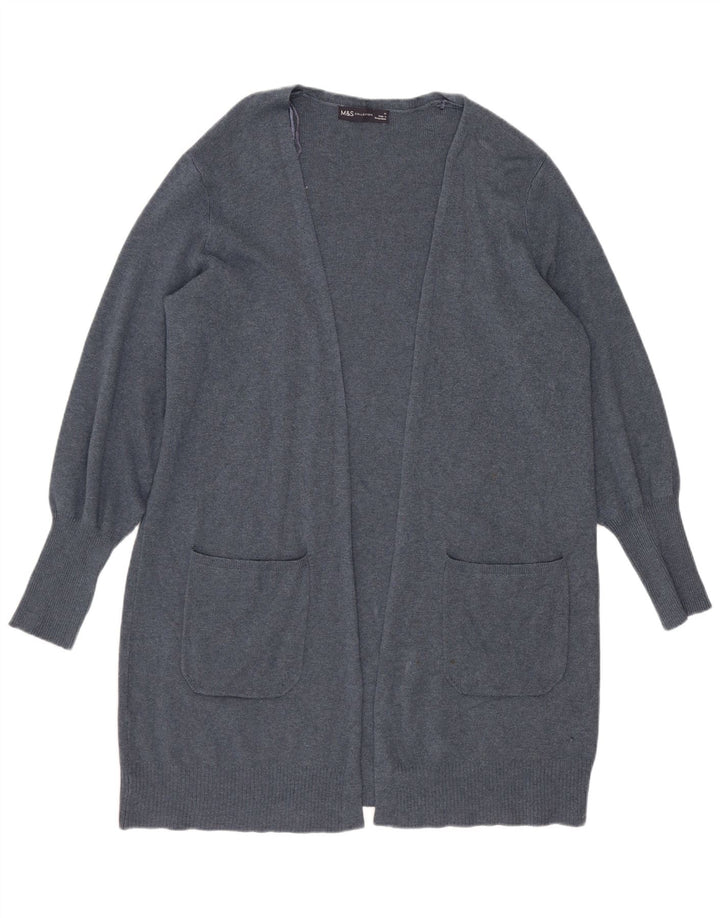 Maglione cardigan aperto lungo da donna Marks & Spencer UK 14 grande blu