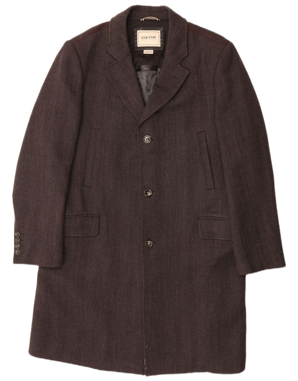 Cappotto da uomo GEOX UK 46 3XL Lana a spina di pesce grigia