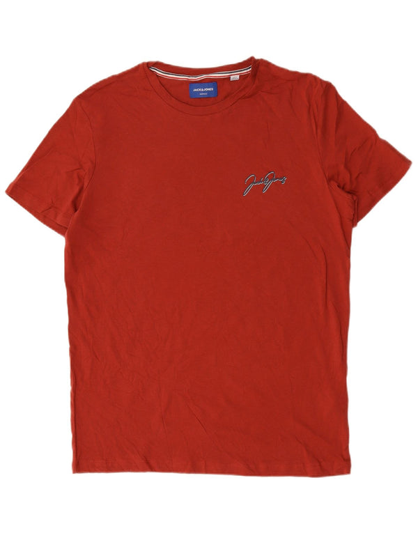 Jack & Jones Mens T-Shirt Top Medium Red Cotton