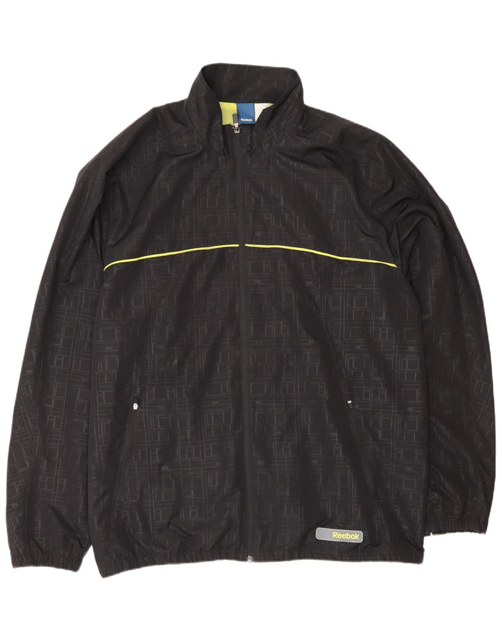 Giacca antipioggia da uomo Reebok UK 42 XL Poliestere geometrico nero