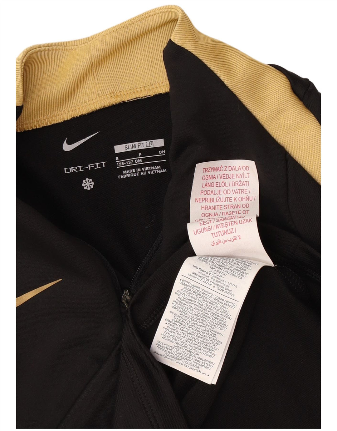 Top della tuta pullover Nike da bambino Dri Fit con zip e collo 8-9 anni, piccola, nera