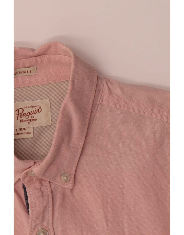 Camicia Penguin Heritage da uomo slim fit grande in cotone rosa