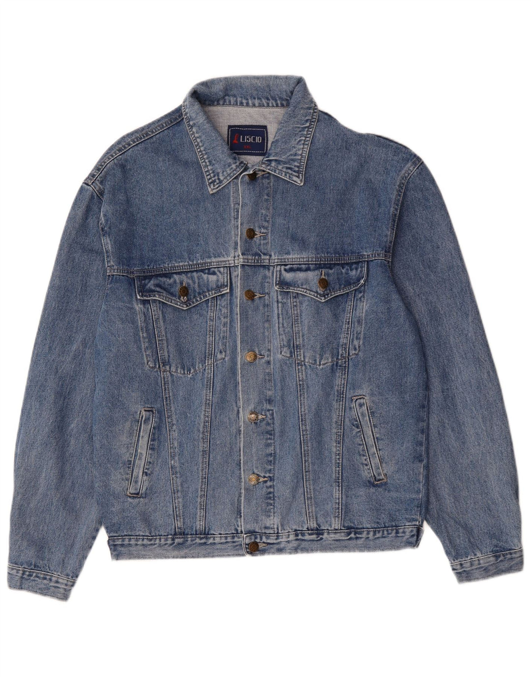 Giacca di jeans vintage da uomo UK 44 2XL cotone blu