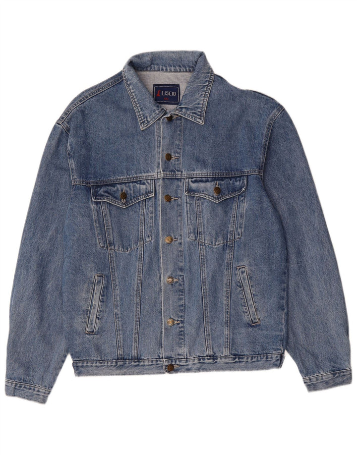 Giacca di jeans vintage da uomo UK 44 2XL cotone blu