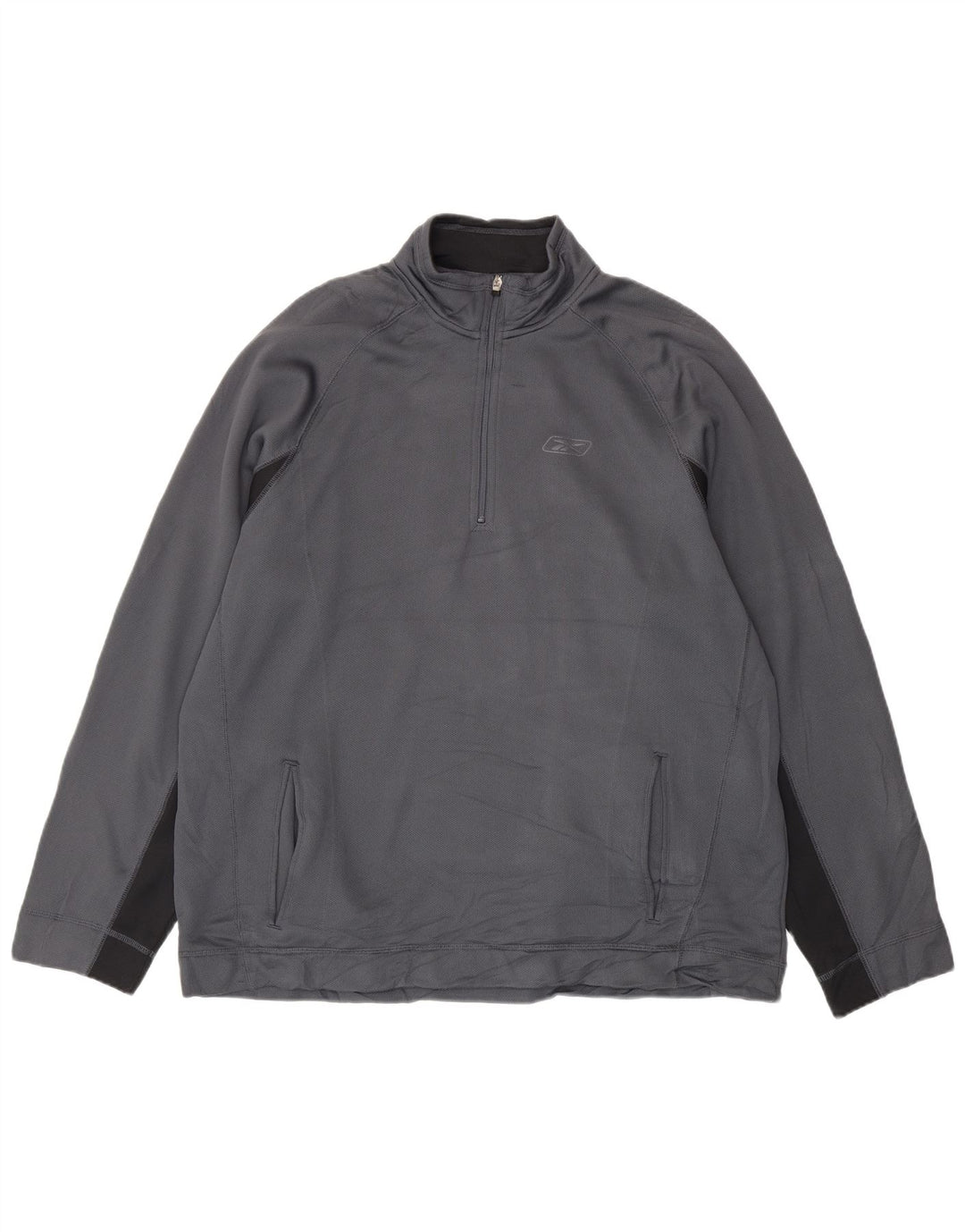 Felpa Reebok da uomo con zip e collo, 2XL, poliestere color block grigio