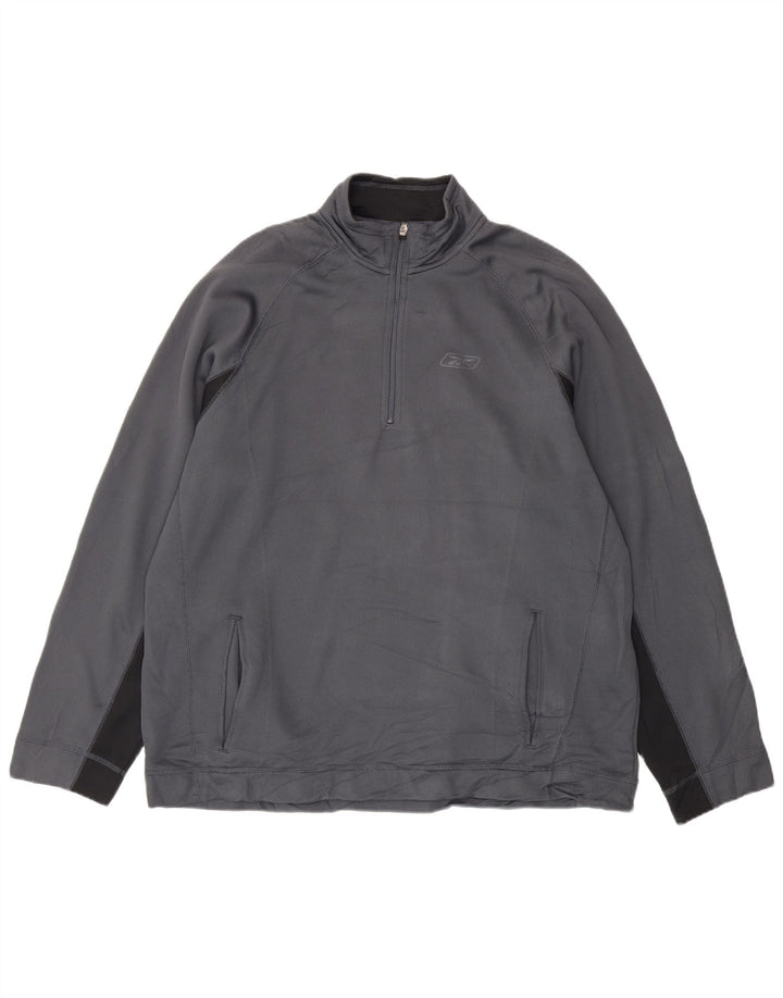 Felpa Reebok da uomo con zip e collo, 2XL, poliestere color block grigio