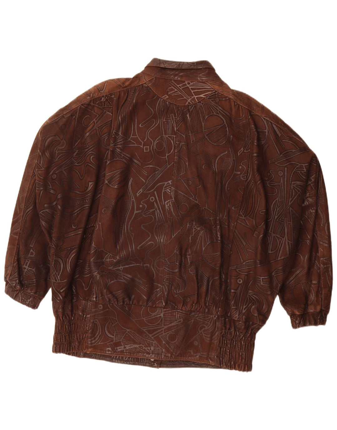 Giacca oversize da donna vintage con motivo astratto EU 38 Marrone medio