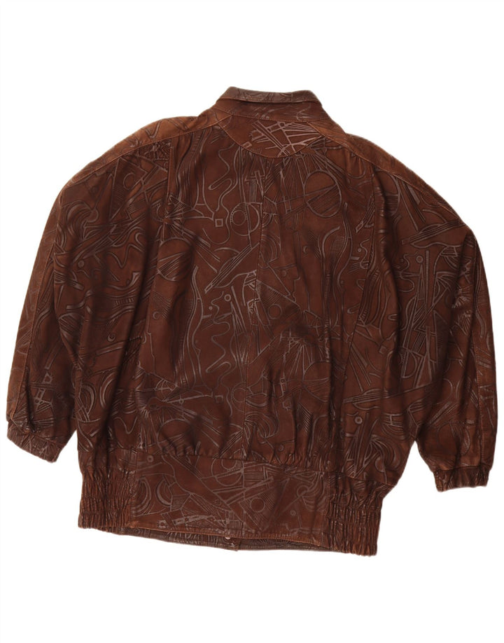 Giacca oversize da donna vintage con motivo astratto EU 38 Marrone medio