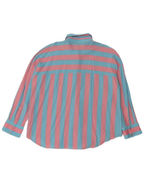 Camicia Zara da donna vestibilità ampia UK 16 lino a righe grandi blu