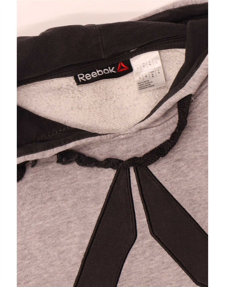 Maglione con cappuccio grafico da uomo Reebok in cotone grigio medio