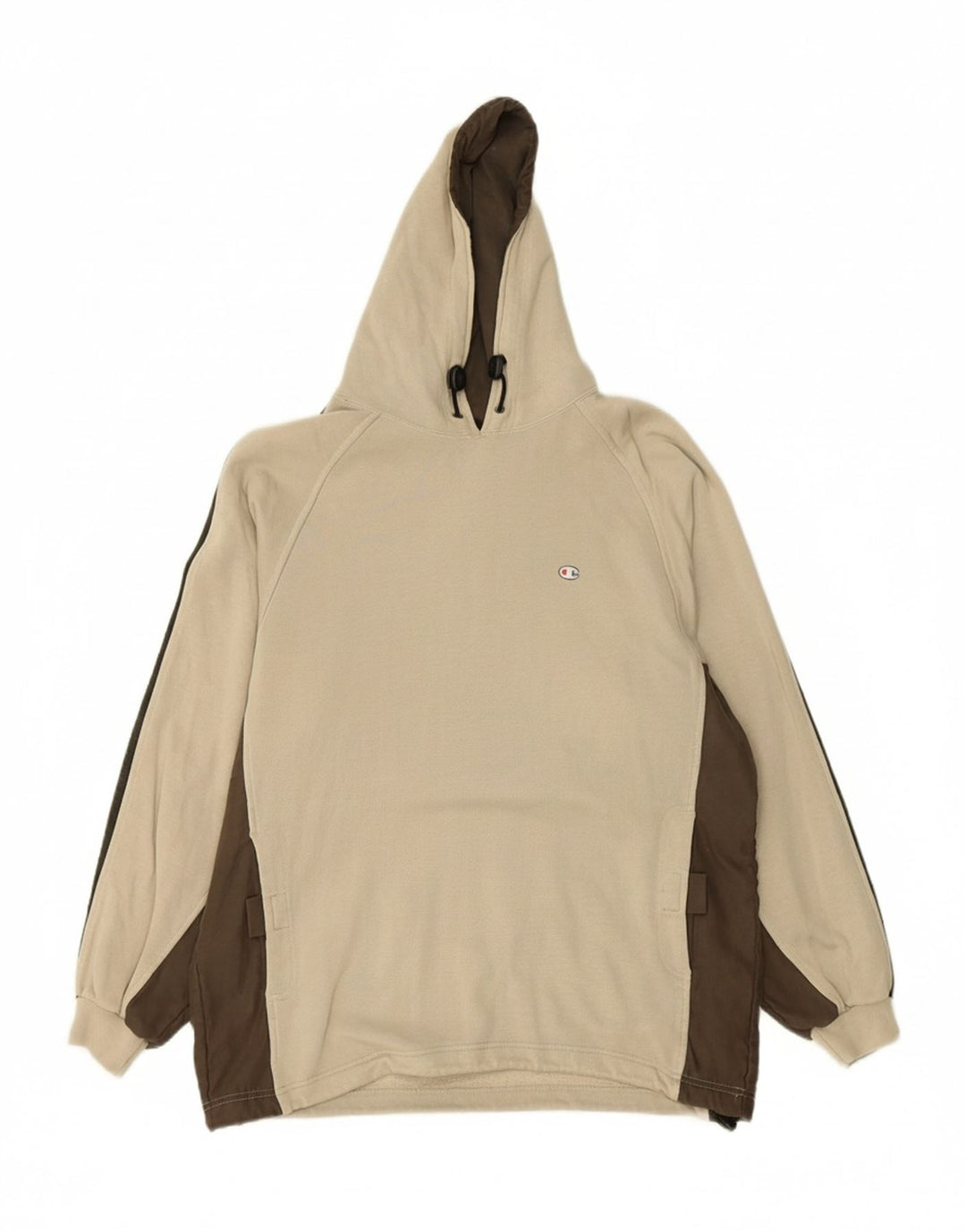 CHAMPION Mens Hoodie Jumper Medium Beige Colourblock Polyester Vintage Champion and Second-Hand Champion from Messina Hembry 