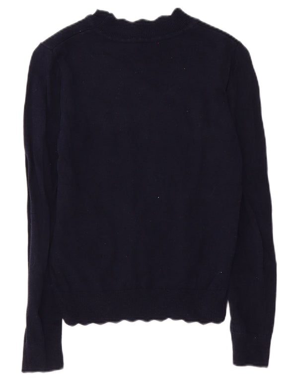 Maglione maglione collo alto da donna Oasis UK 10 piccolo blu navy
