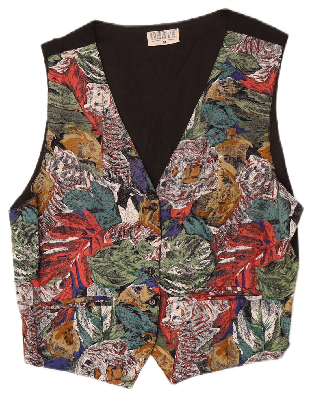 Gilet da donna vintage UK 14 medio floreale multicolore