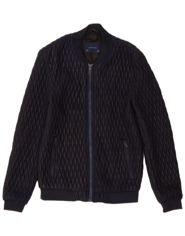 Giacca trapuntata bomber da uomo Zara UK 38 poliestere blu navy medio