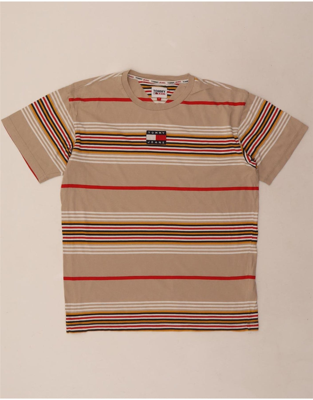 T-shirt da uomo Tommy Hilfiger Top in cotone a righe beige medio